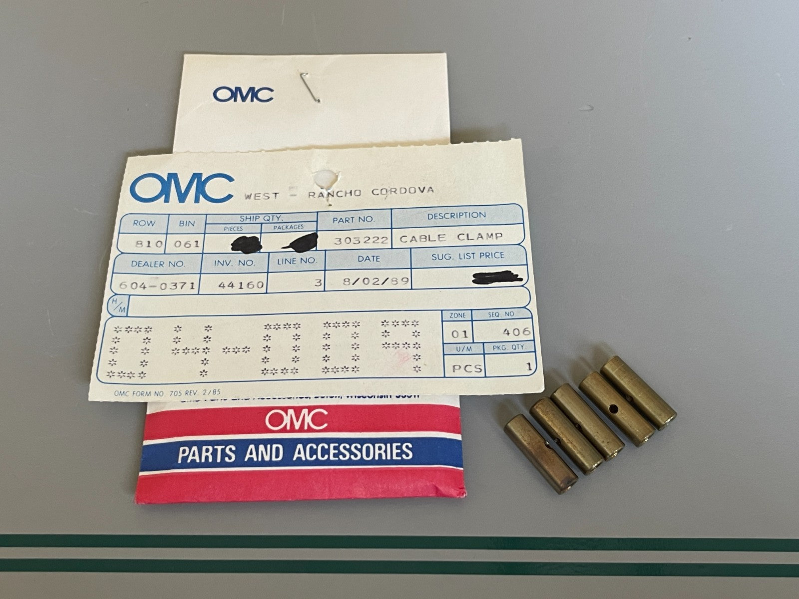 NEW OEM (LOT OF 5) 303222 0303222 OMC Johnson Evinrude Cable Clamp 0810