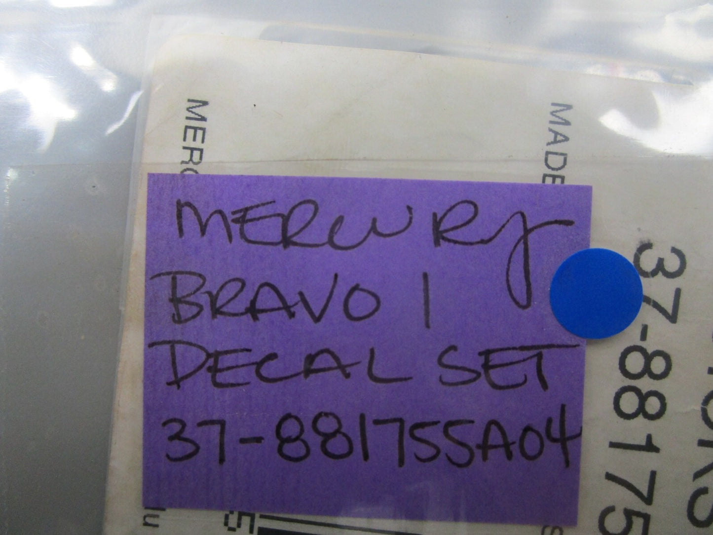*NEW OEM* 0810 Mercury Quicksilver Bravo I Decal Set 37-881755A04