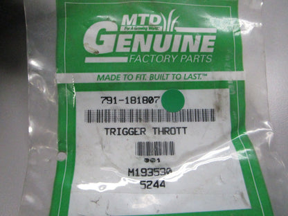 NEW OEM 791-181807 MTD Throttle Trigger 0810