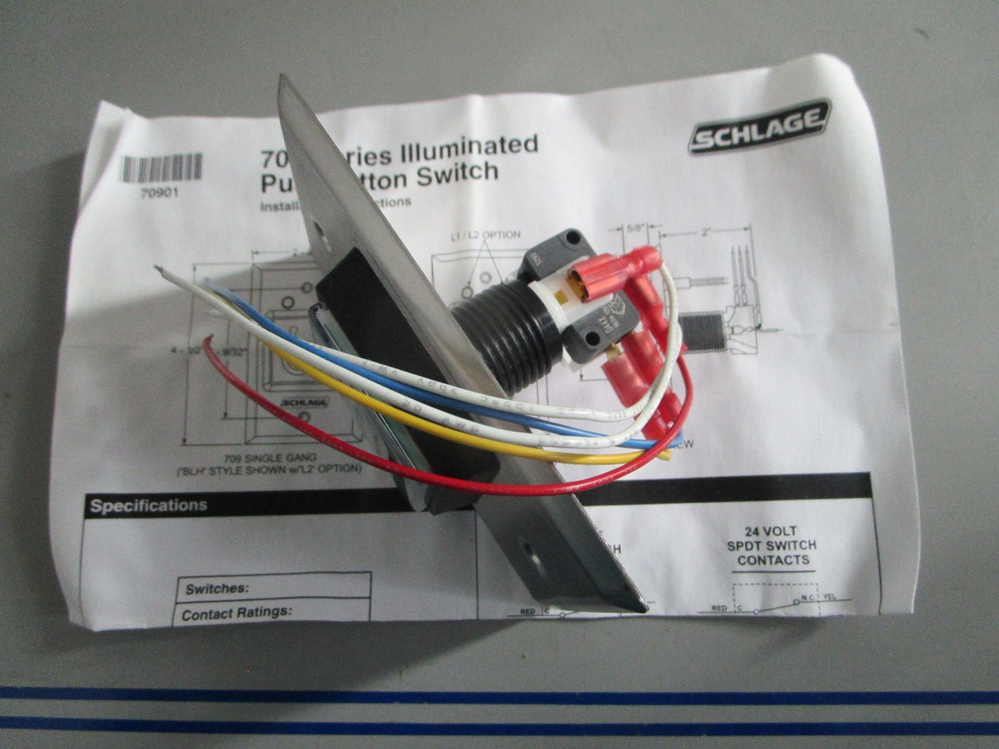 NEW OEM Schlage 709 GR EX ILL 12VDC 709 Series "Push to Exit" Button Switch 0820