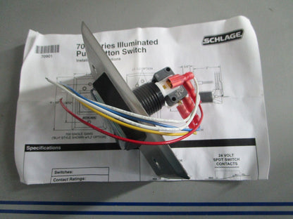 NEW OEM Schlage 709 GR EX ILL 12VDC 709 Series "Push to Exit" Button Switch 0820