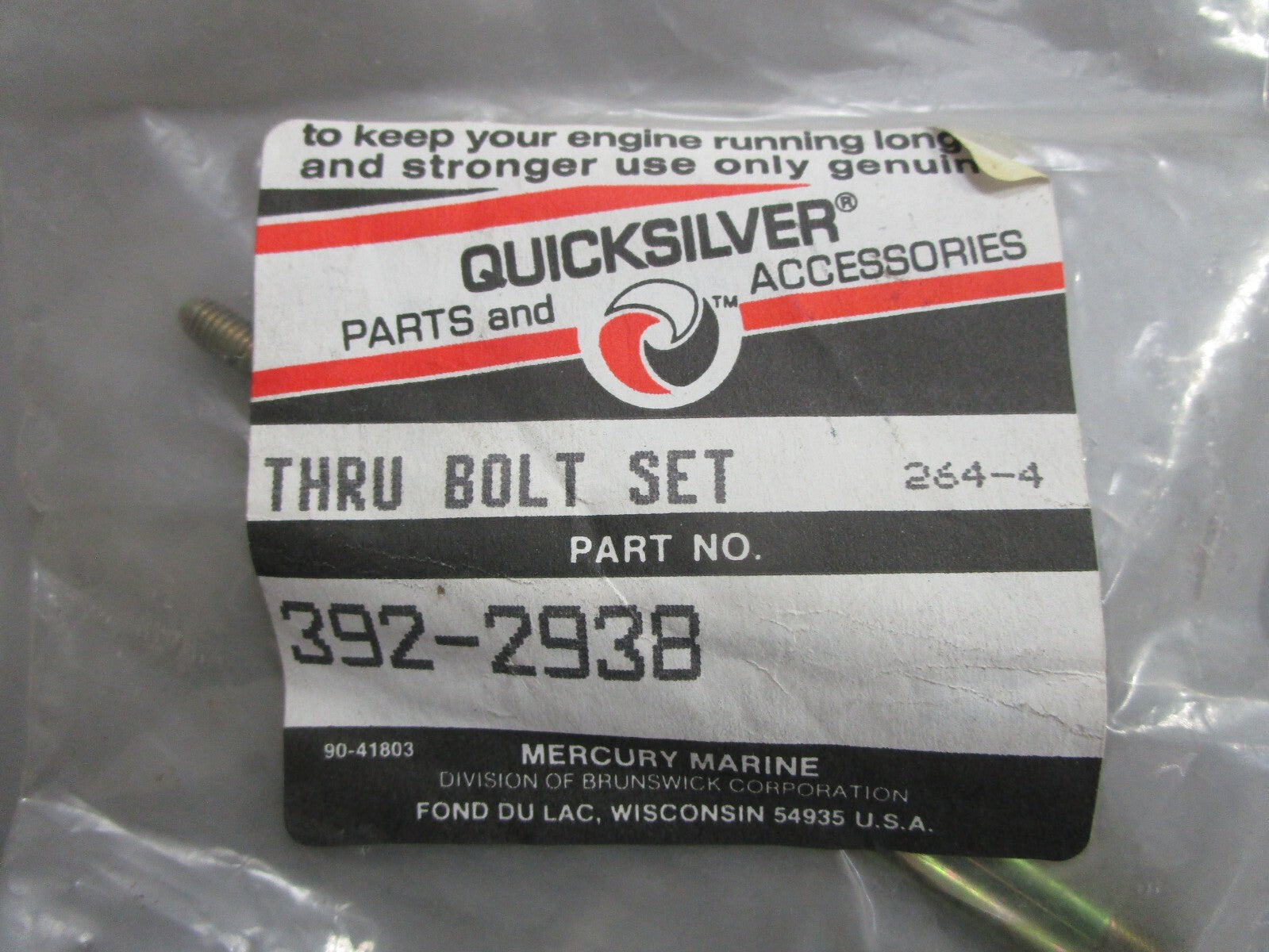 *NEW OEM* 0810 Mercury Quicksilver Thru Bolt Set 392-2938