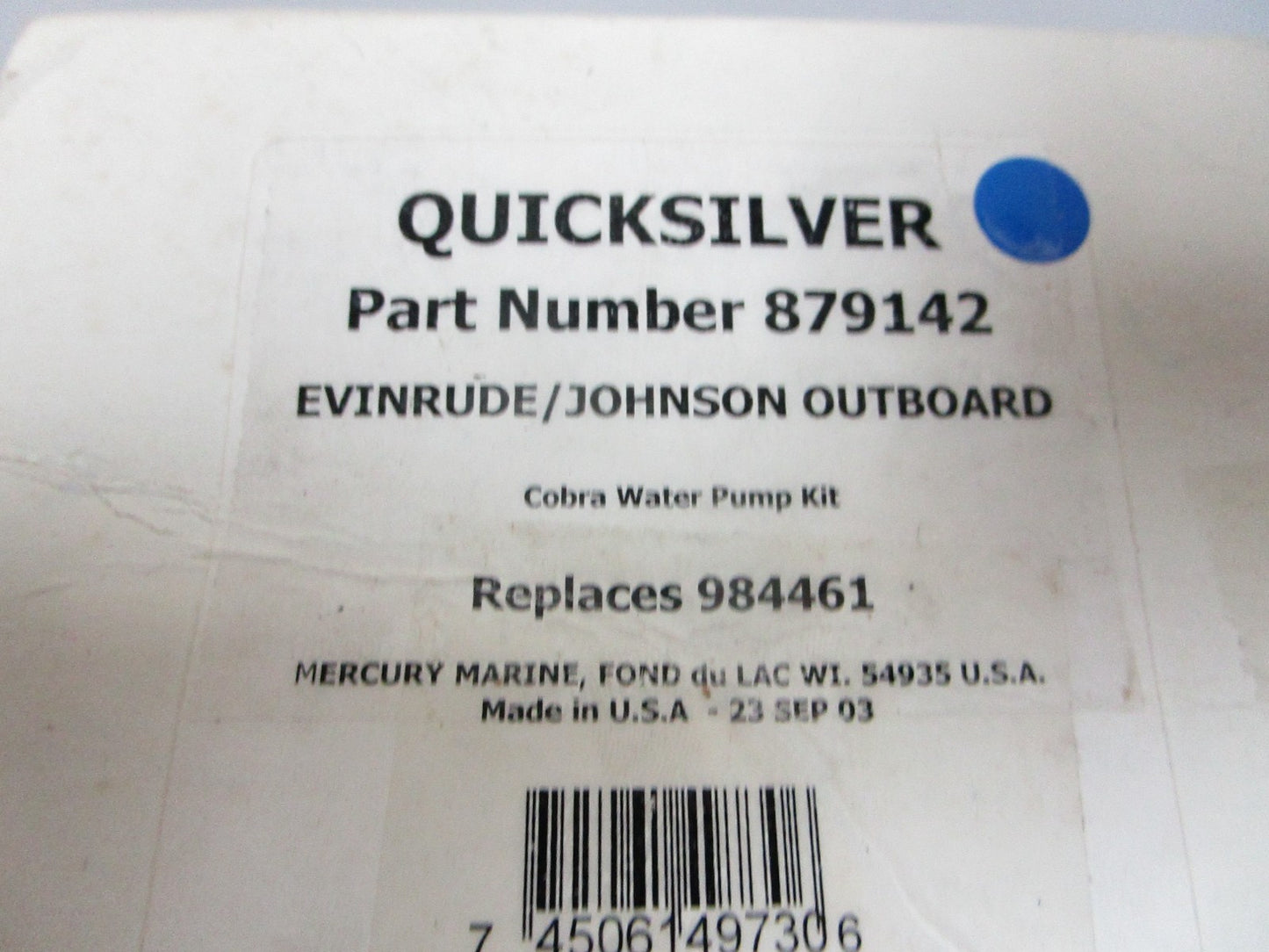 NEW OEM  879142 Replaces 984461 Mercury Quicksilver Cobra Water Pump 0720