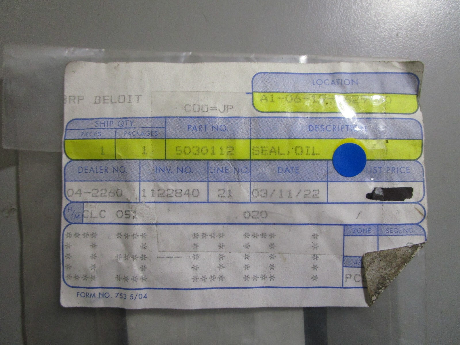 *NEW OEM* 0810 OMC Johnson Evinrude Oil Seal 5030112