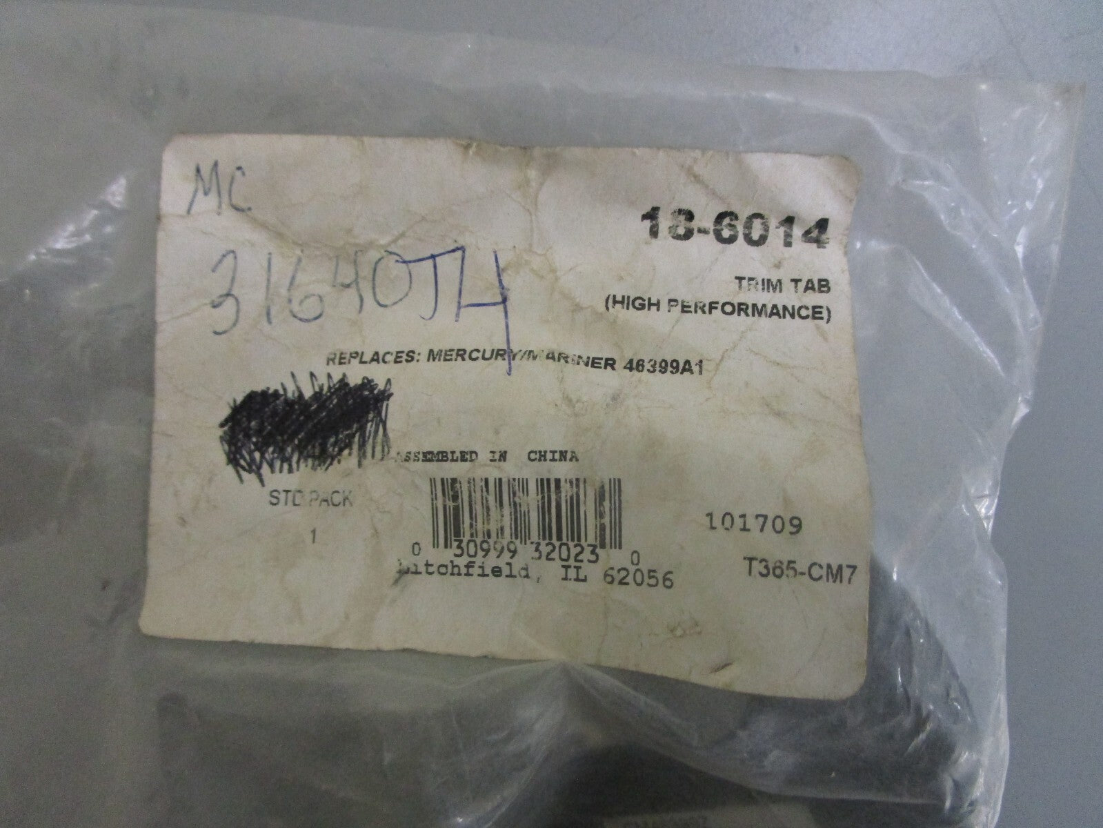 *NEW* 0810 Sierra Trim Tab 18-6014 Replaces: Mercury 46399A1