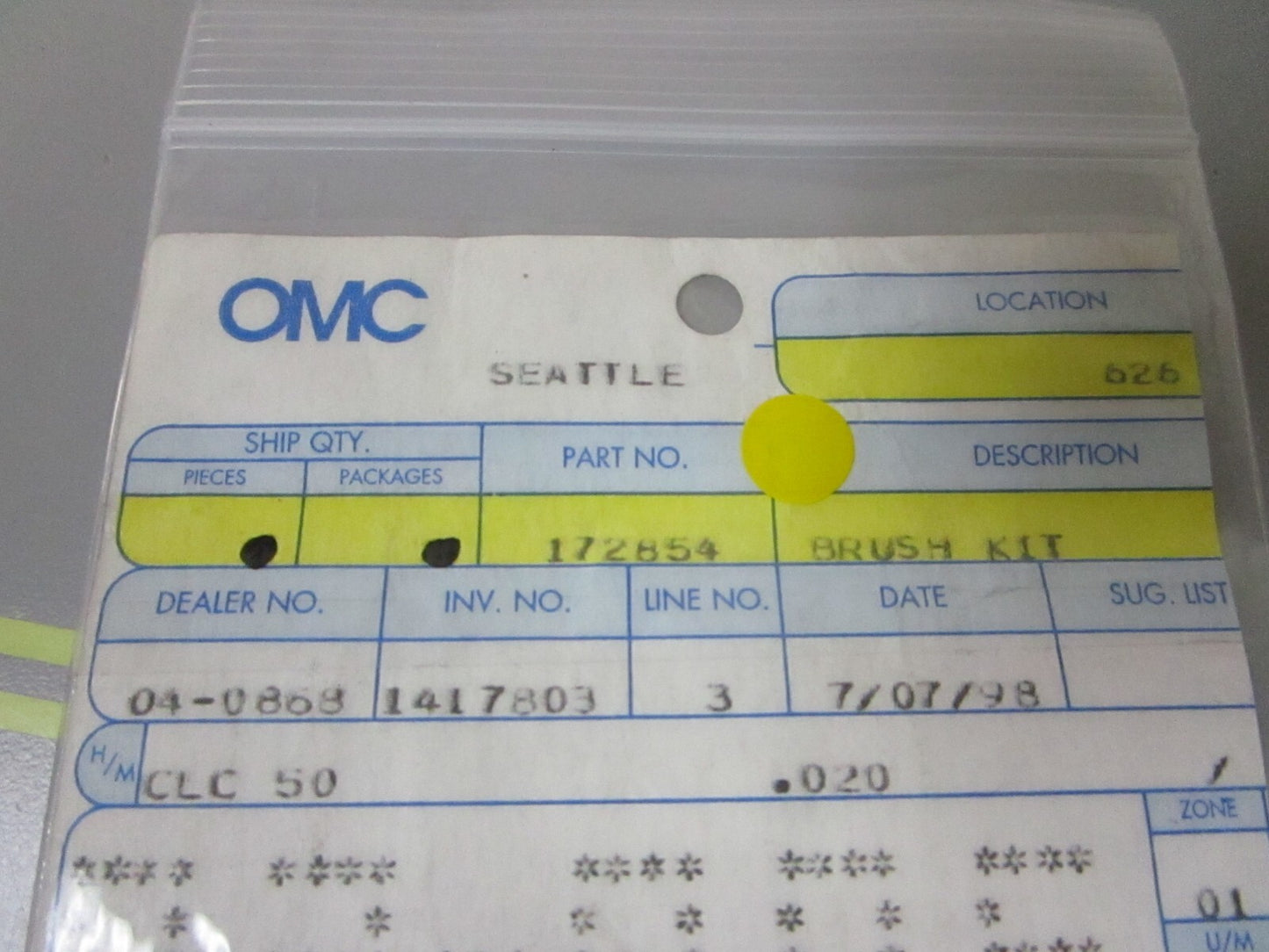 *NEW OEM* (LOT OF 2) 0750 OMC Johnson Evinrude BRUSH KIT 172854 0172854