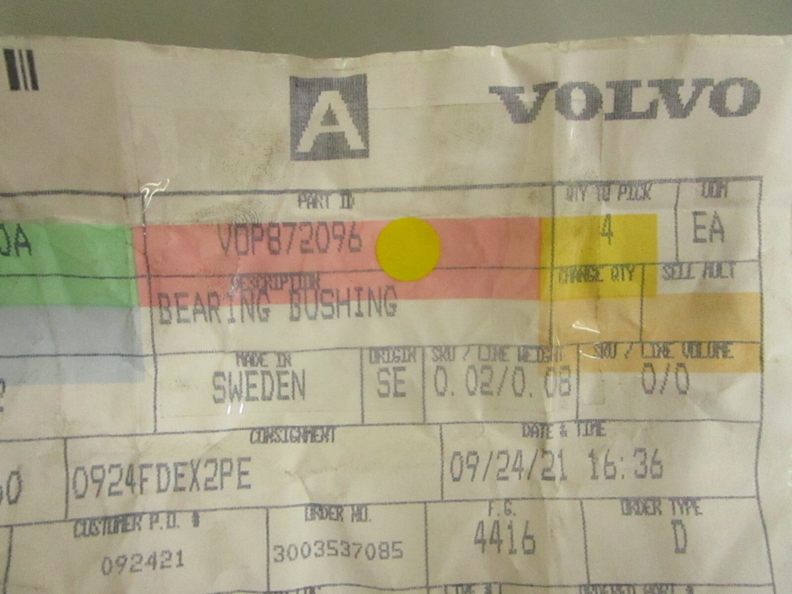 *NEW OEM* 0750 Volvo Penta BEARING BUSHING 872096