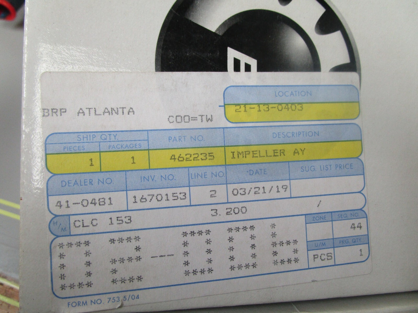 *NEW OEM* 0720 BRP Sea Doo Rotax Impeller 462235 0462235