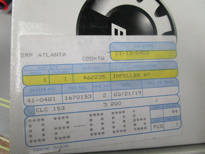 *NEW OEM* 0720 BRP Sea Doo Rotax Impeller 462235 0462235