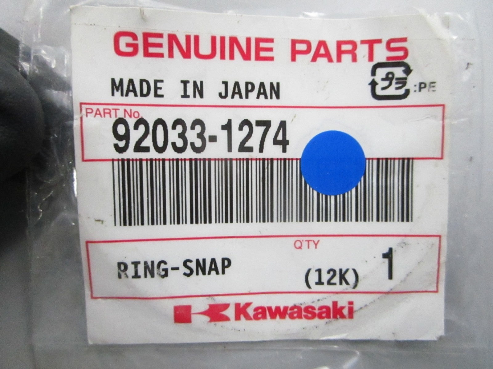 NEW OEM 92033-1274 Kawasaki Snap Ring 0810