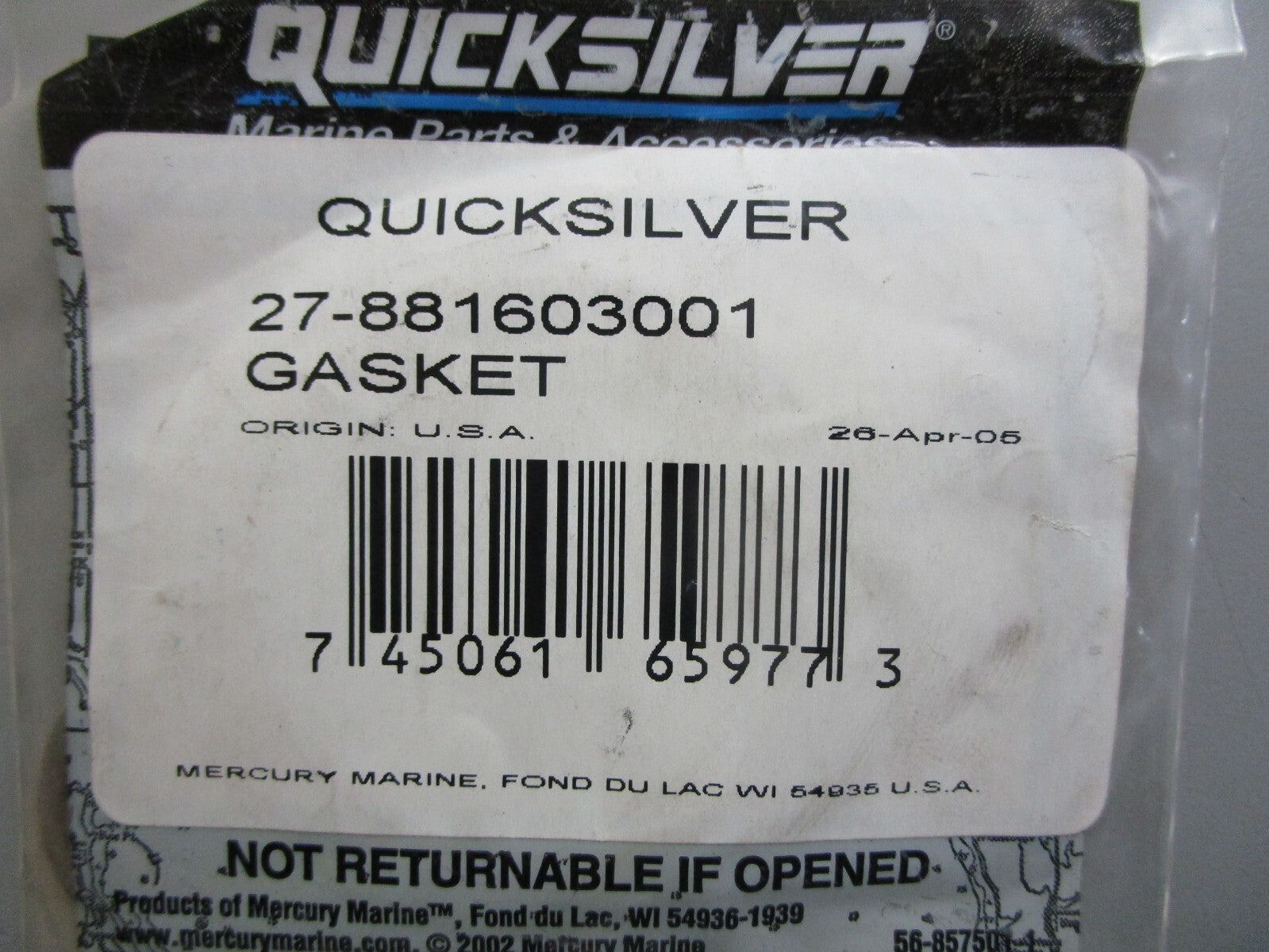 *NEW OEM* 0820 Mercury Quicksilver Gasket 27-881603001