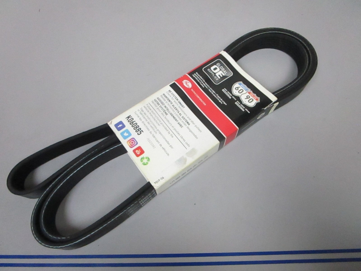 NEW K060885 Gates Micro-V 13/16" x 89 ⅛" Serpentine Belt 0720