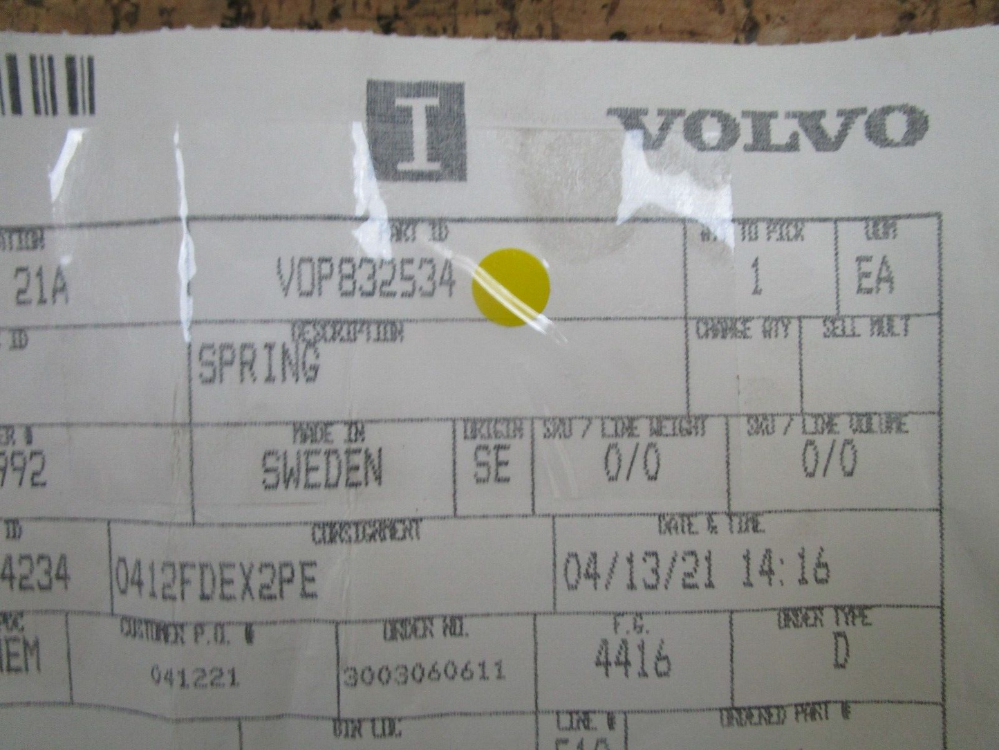 *NEW OEM* 0750 Volvo Penta SPRING 832534