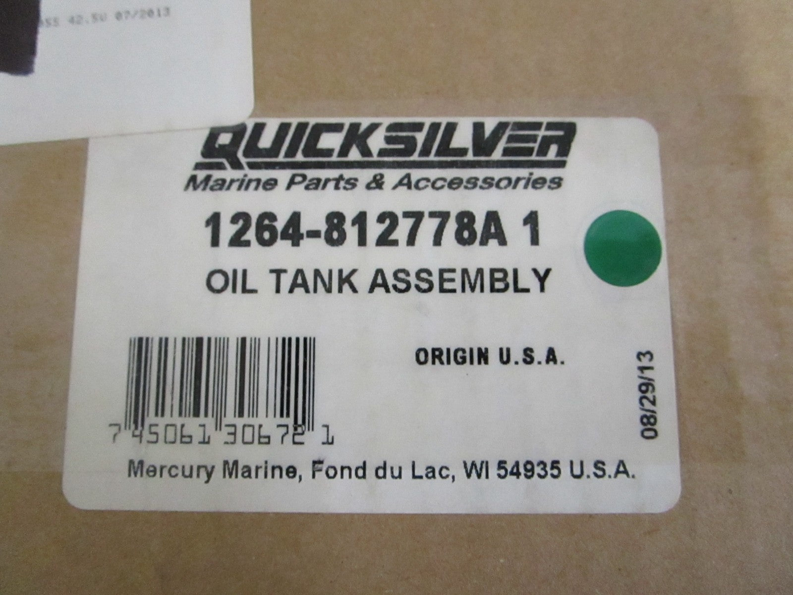 NEW OEM 1264-812778A1 Mercury Quicksilver Oil Tank Assy 0820
