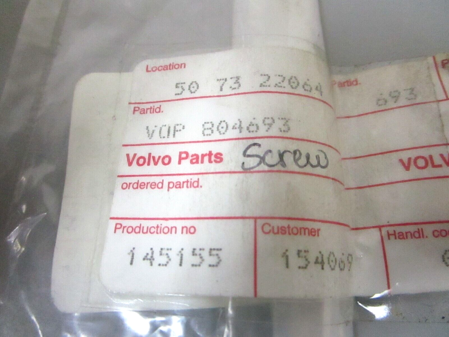 *NEW OEM* (LOT OF 2) 0750 Volvo Penta SCREW 804693