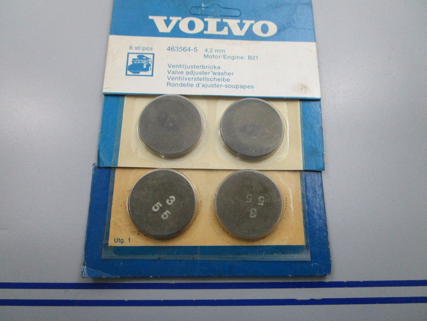 NEW OEM (LOT OF 4) 463551 Volvo Penta 3.55mm Adjusting Washer 0810