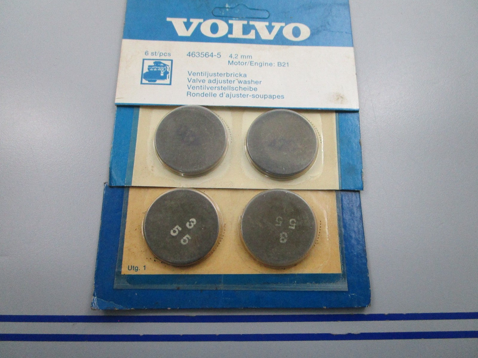 NEW OEM (LOT OF 4) 463551 Volvo Penta 3.55mm Adjusting Washer 0810