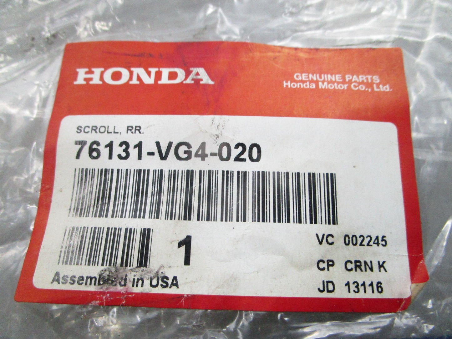 NEW OEM Honda 76131-VG4-020 Rear Scroll 0810