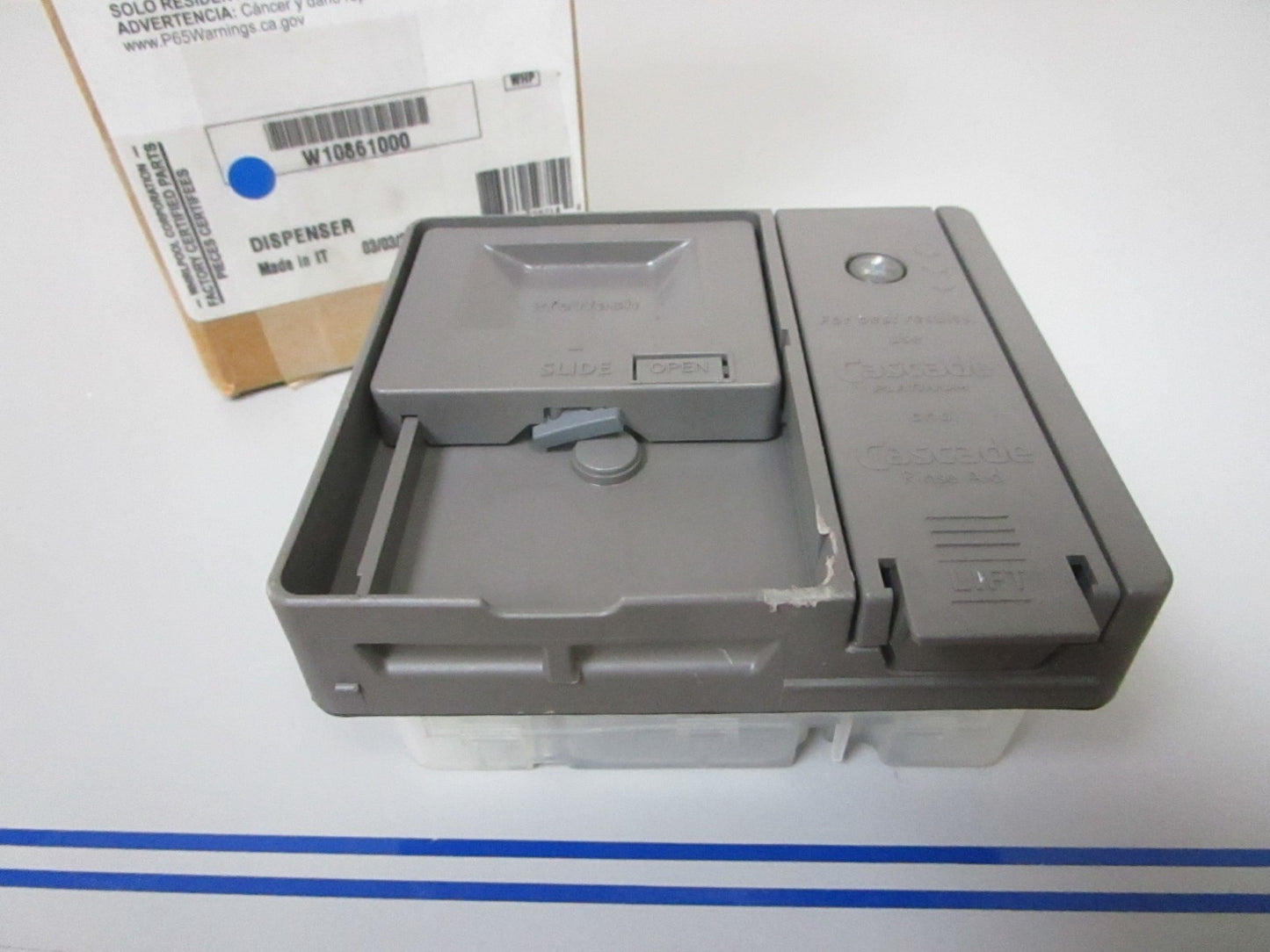 NEW OEM W10861000 Whirlpool Dishwasher Detergent Dispenser 0720