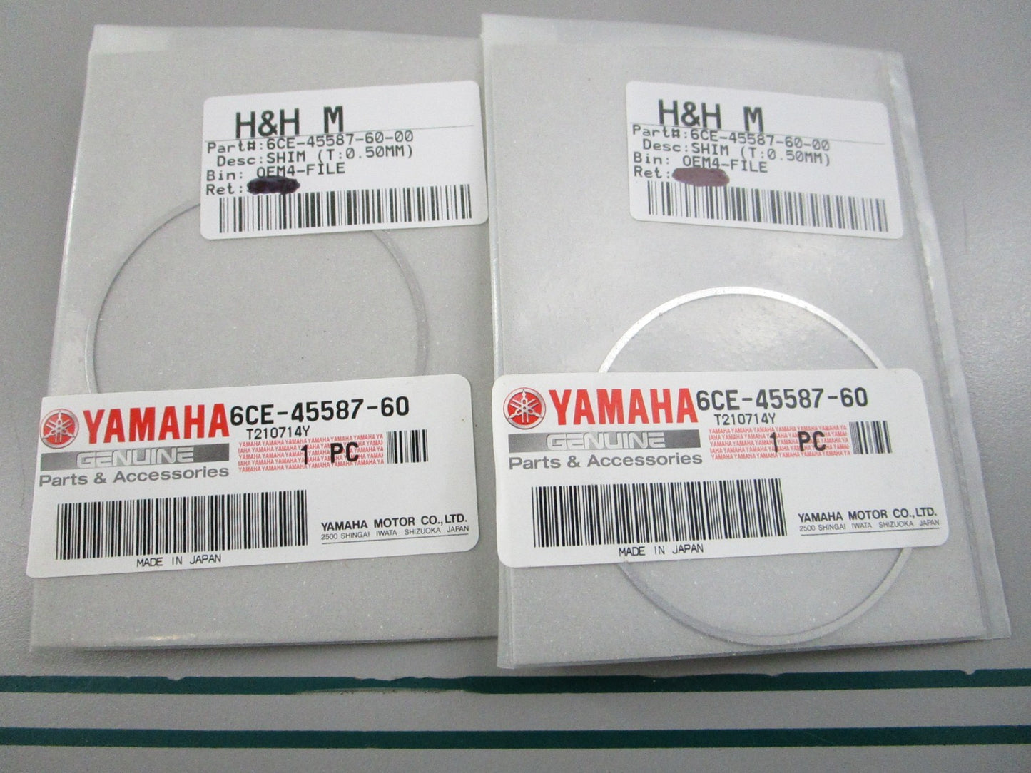 NEW OEM (LOT OF 2) 6CF-45587-60-00 Yamaha (T:0.50mm) Shim 0810