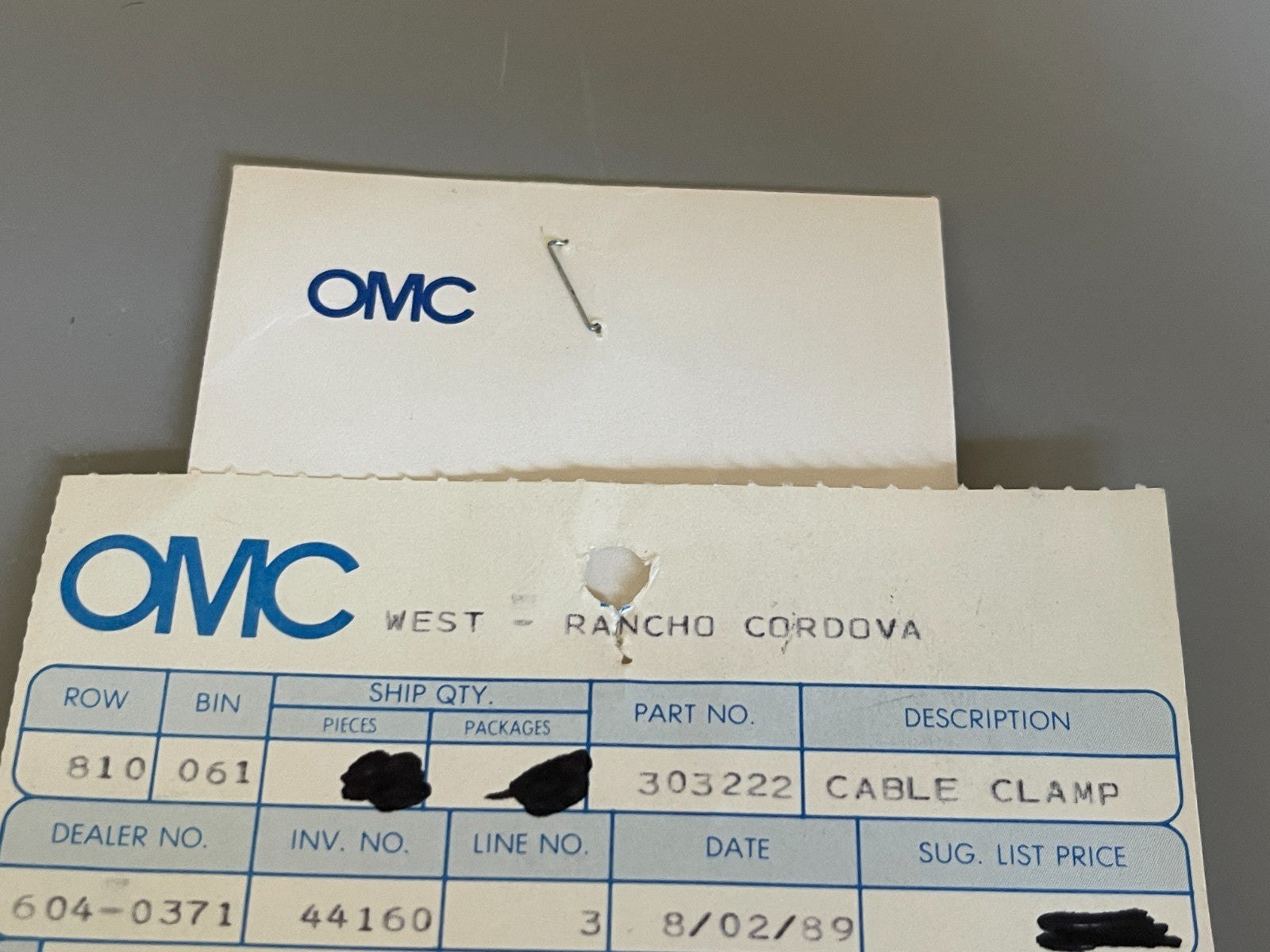 NEW OEM (LOT OF 5) 303222 0303222 OMC Johnson Evinrude Cable Clamp 0810