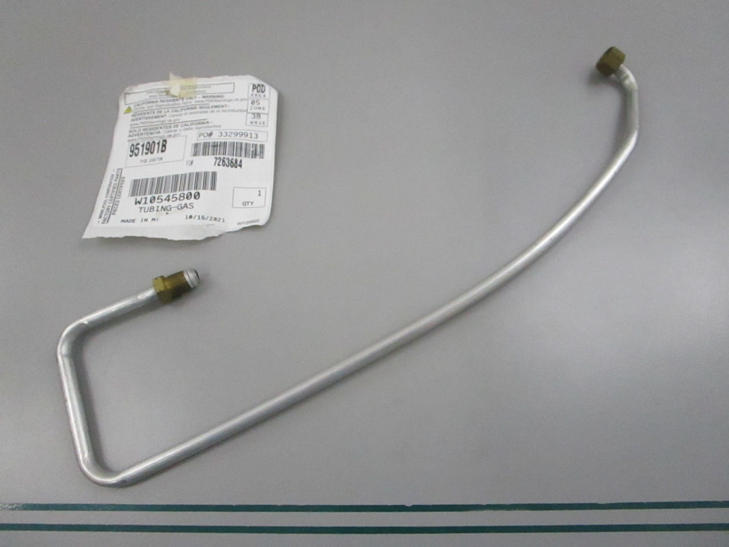NEW OEM W10545800 Whirlpool Gas Tubing 0810