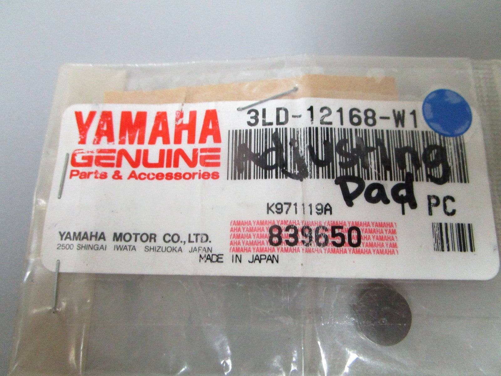 NEW OEM 3LD-12168-W1 Yamaha Adjusting Pad 0720