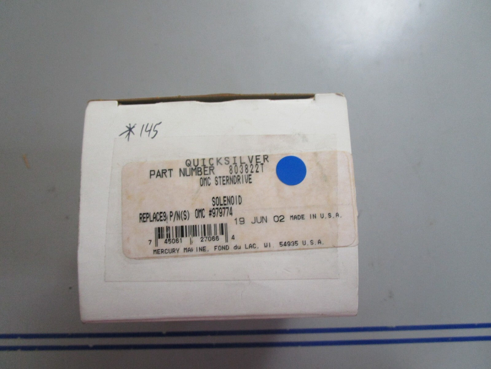 *NEW OEM* 0810 Mercury Quicksilver Solenoid 803822T Replaces: OMC 979774 0979774
