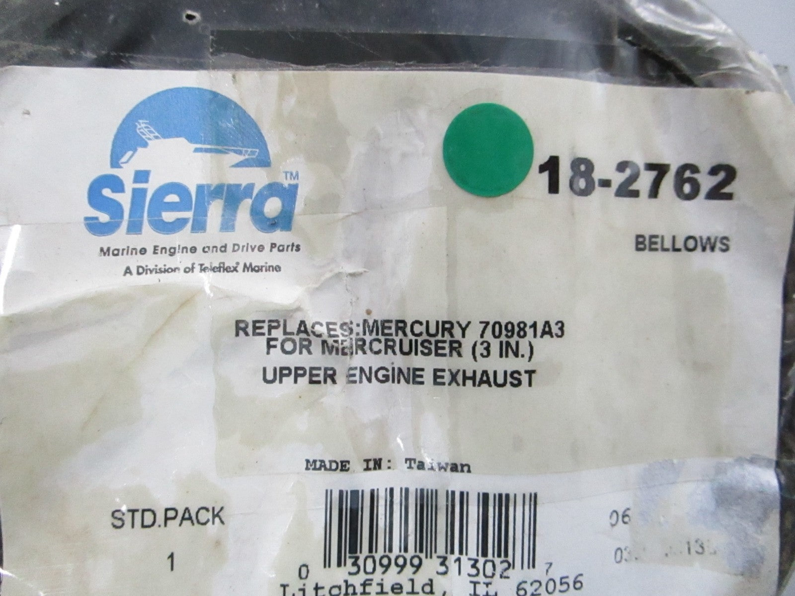 NEW 18-2762 Replaces: Mercury 70981A3 Sierra Bellows 0810