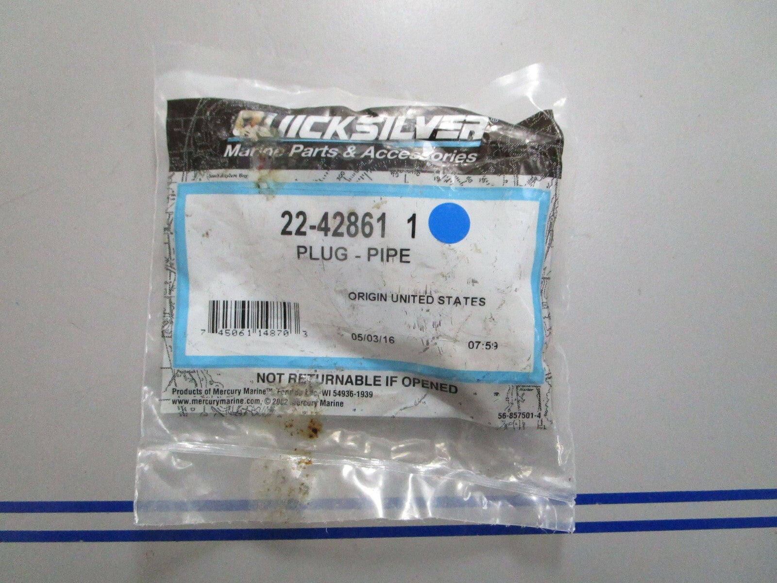 *NEW OEM* (LOT OF 3) 0770 Mercury Quicksilver Plug-Pipe 22-428611