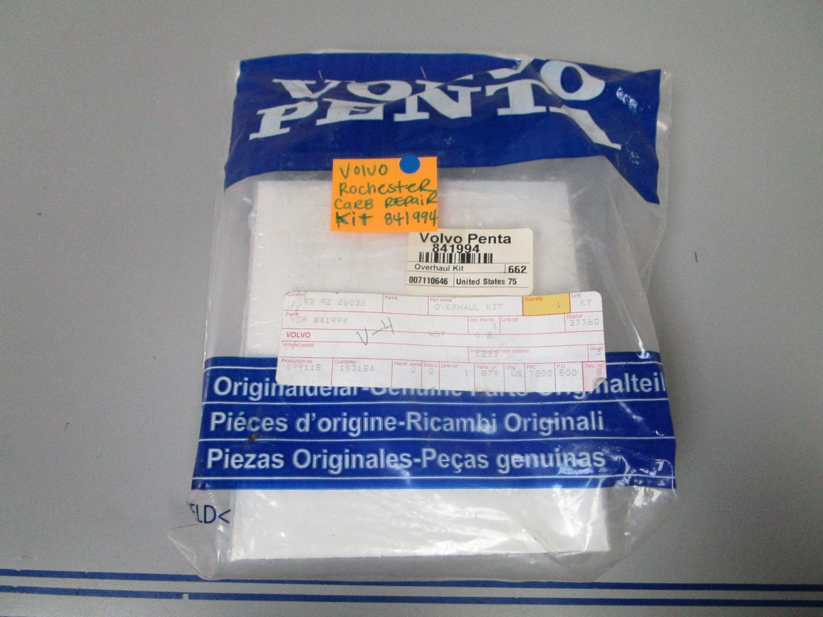 *NEW OEM* 0720 Volvo Penta Rochester Carb Repair Kit 841994