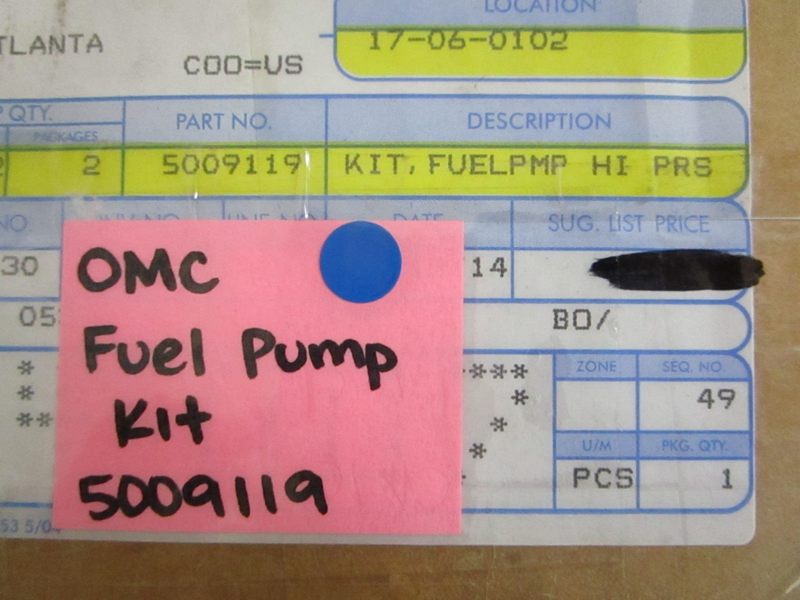 *NEW OEM* 0820 OMC Johnson Evinrude Fuel Pump Kit 5009119