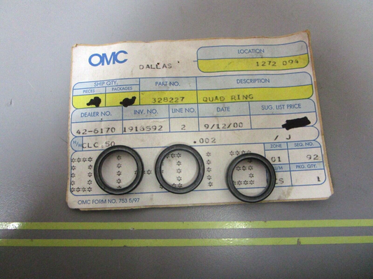 *NEW OEM* (LOT OF 3) 0810 OMC Johnson Evinrude Quad Ring 328227 0328227