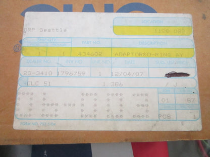 *NEW OEM* 0810 OMC Johnson Evinrude Adapter & O-Ring Assembly 434602 0434602