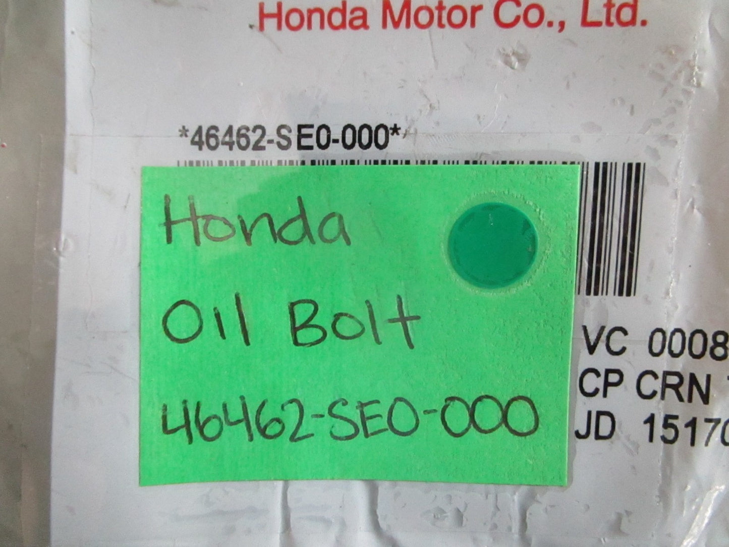 NEW OEM 46462-SE0-000 Honda Oil Bolt 0820