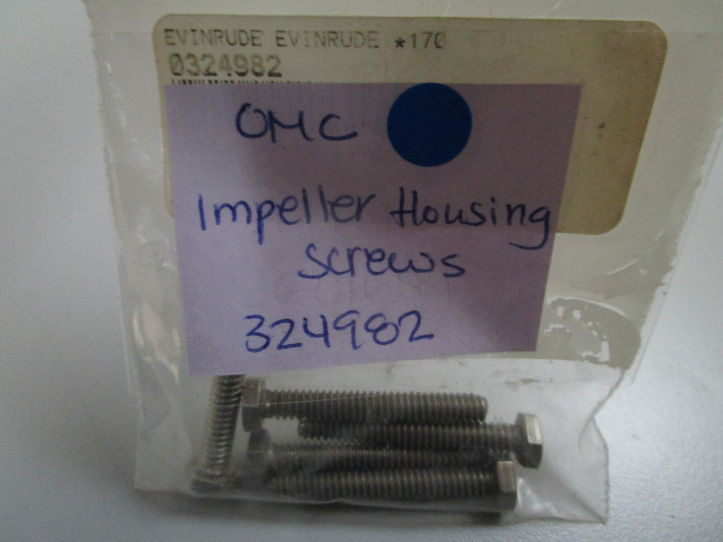 *NEW OEM* (LOT OF 5) 0810 OMC Johnson Evinrude Impeller Housing Screws 324982