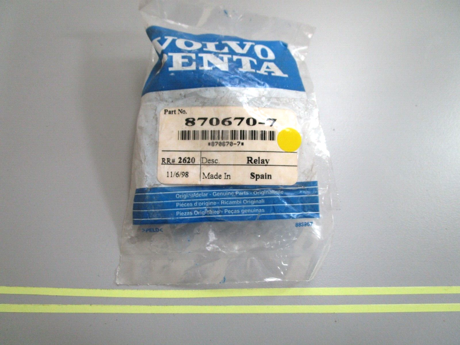 *NEW OEM* 0750 Volvo Penta RELAY 870670-7
