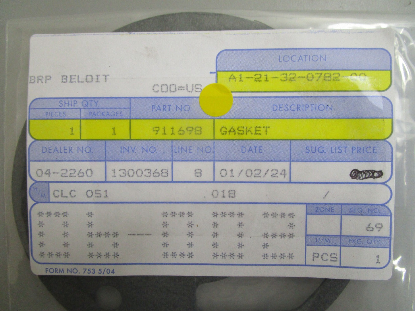 *NEW OEM* 0770 OMC Johnson Evinrude Gasket 911698 0911698