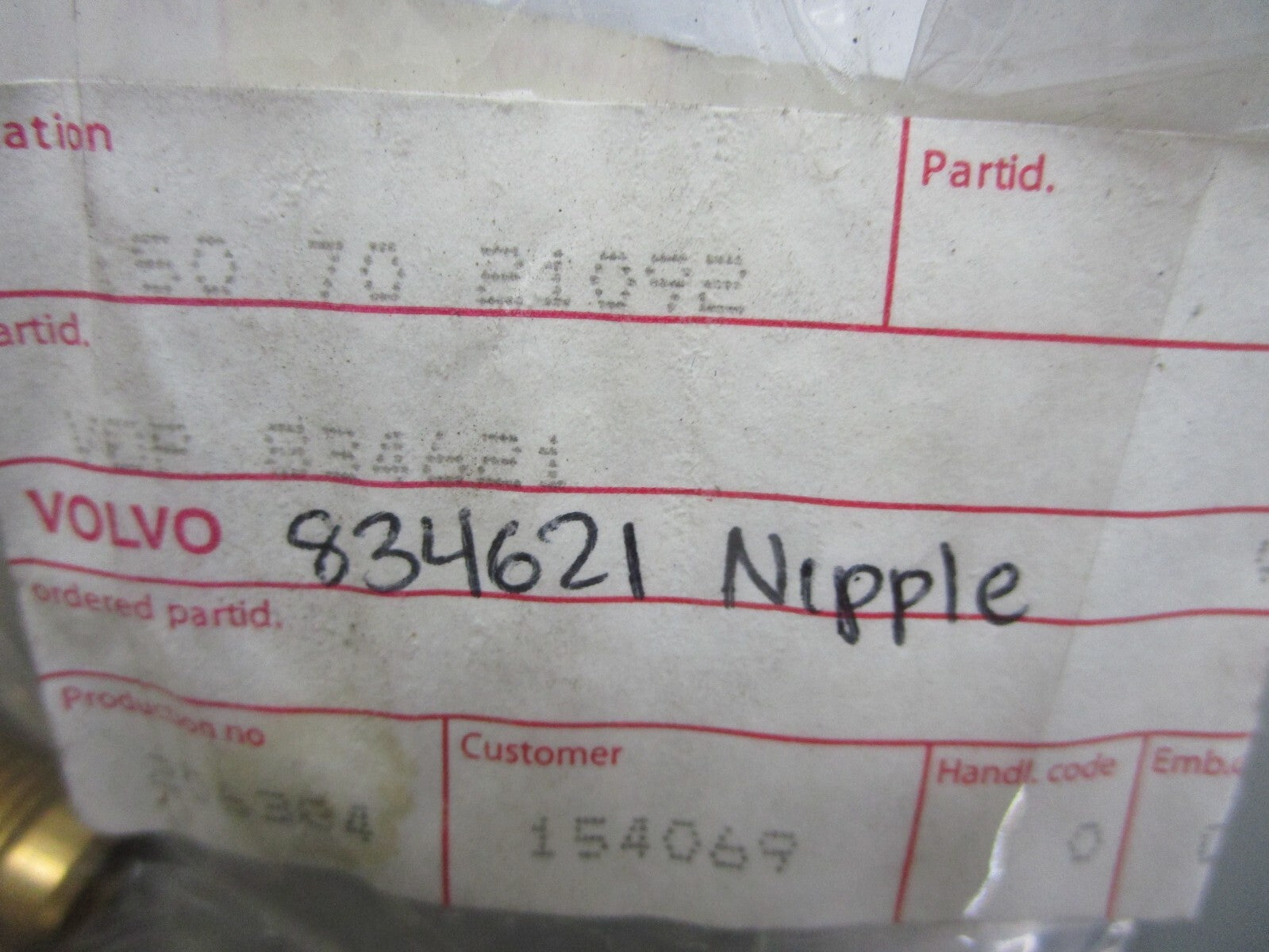 *NEW OEM* 0810 Volvo Penta Nipple 834621