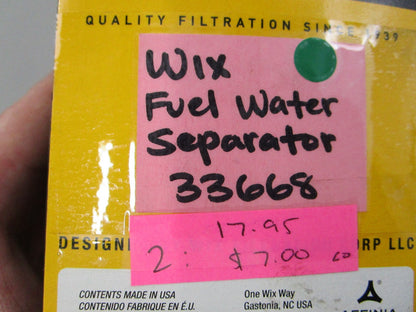 NEW 33668 WIX Fuel Water Separator 0810