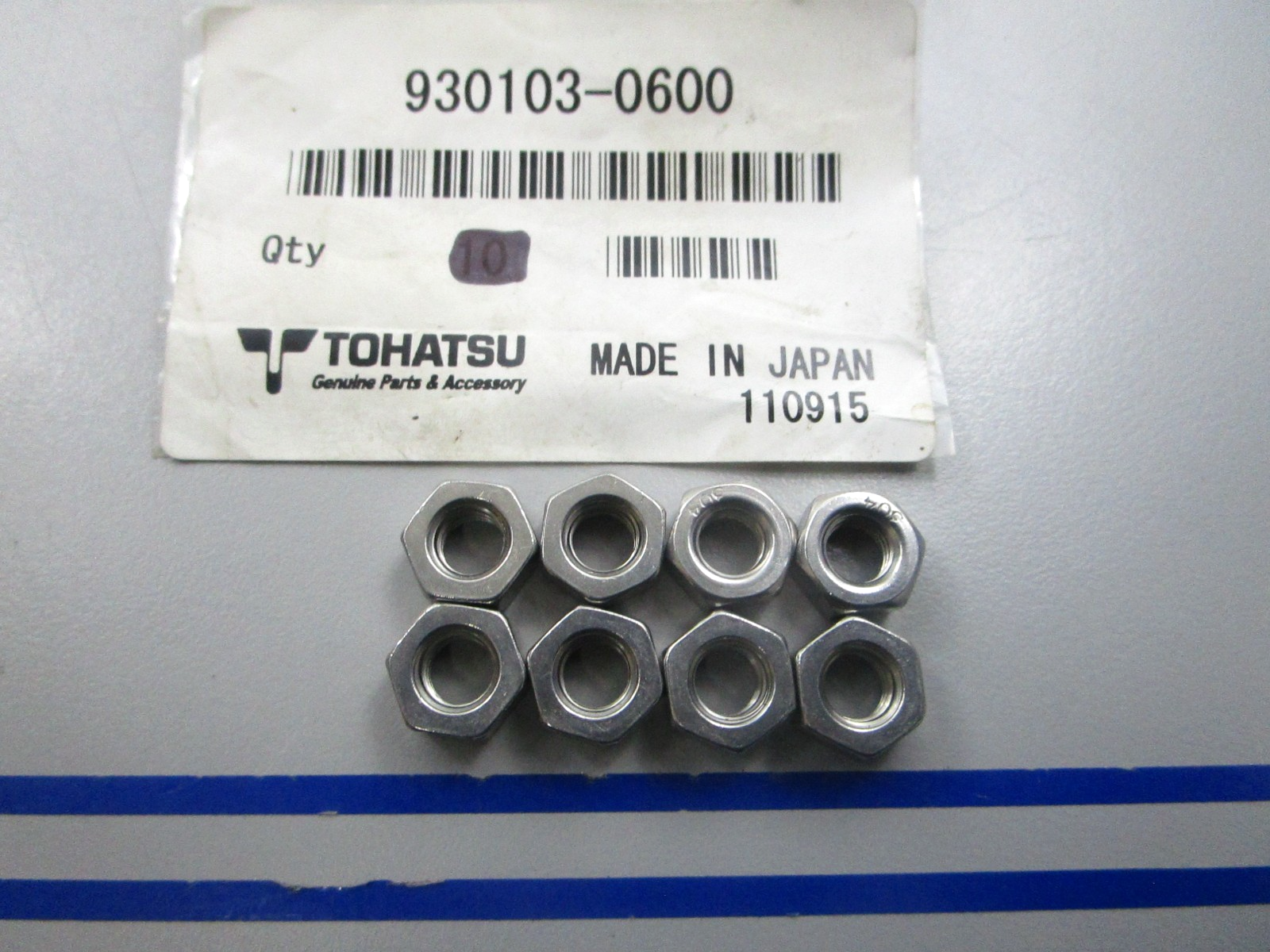 NEW OEM (LOT OF 8) 930103-0600 Tohatsu Nut 0810
