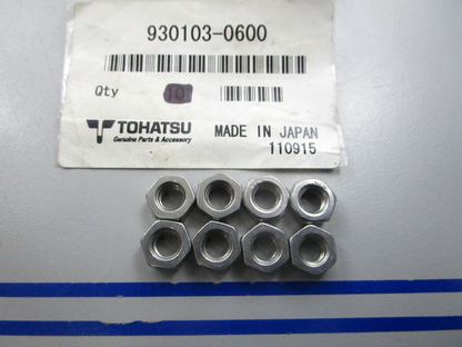 NEW OEM (LOT OF 8) 930103-0600 Tohatsu Nut 0810
