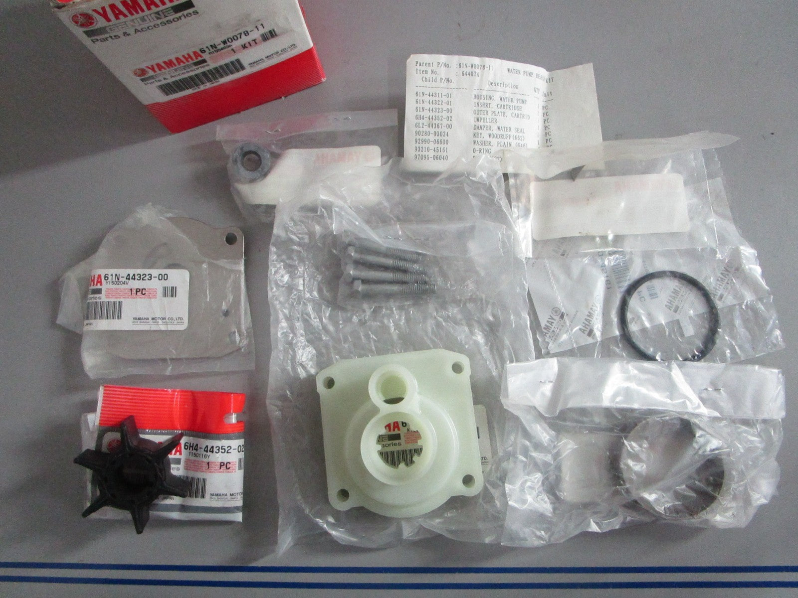 NEW OEM 61N-W0078-11-00 Yamaha Water Pump Repair Kit 0820