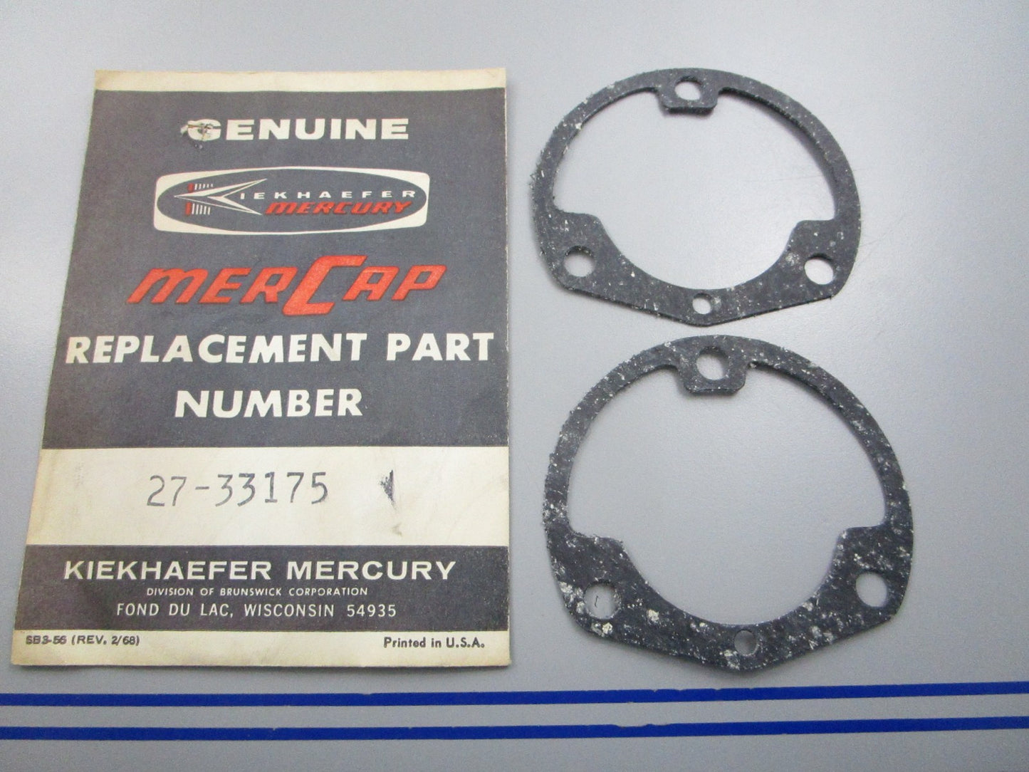 NEW OEM (LOT OF 2) 27-33175 Mercury Quicksilver Gasket 0810