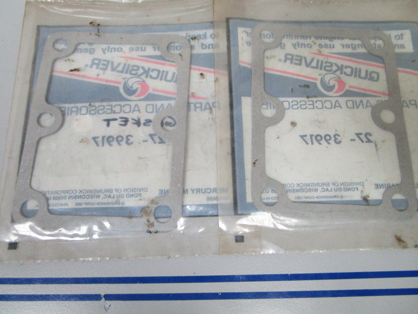 NEW OEM (LOT OF 2) 27-39917 Mercury Quicksilver Gasket 0810