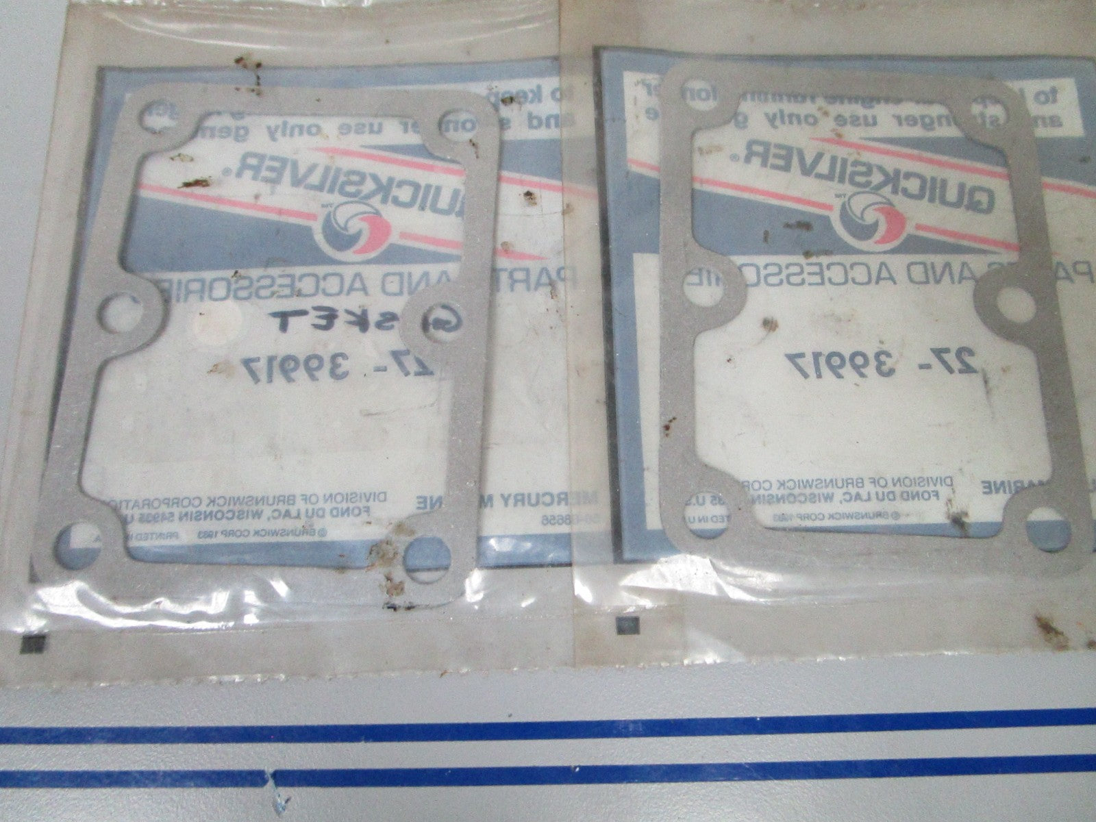 NEW OEM (LOT OF 2) 27-39917 Mercury Quicksilver Gasket 0810