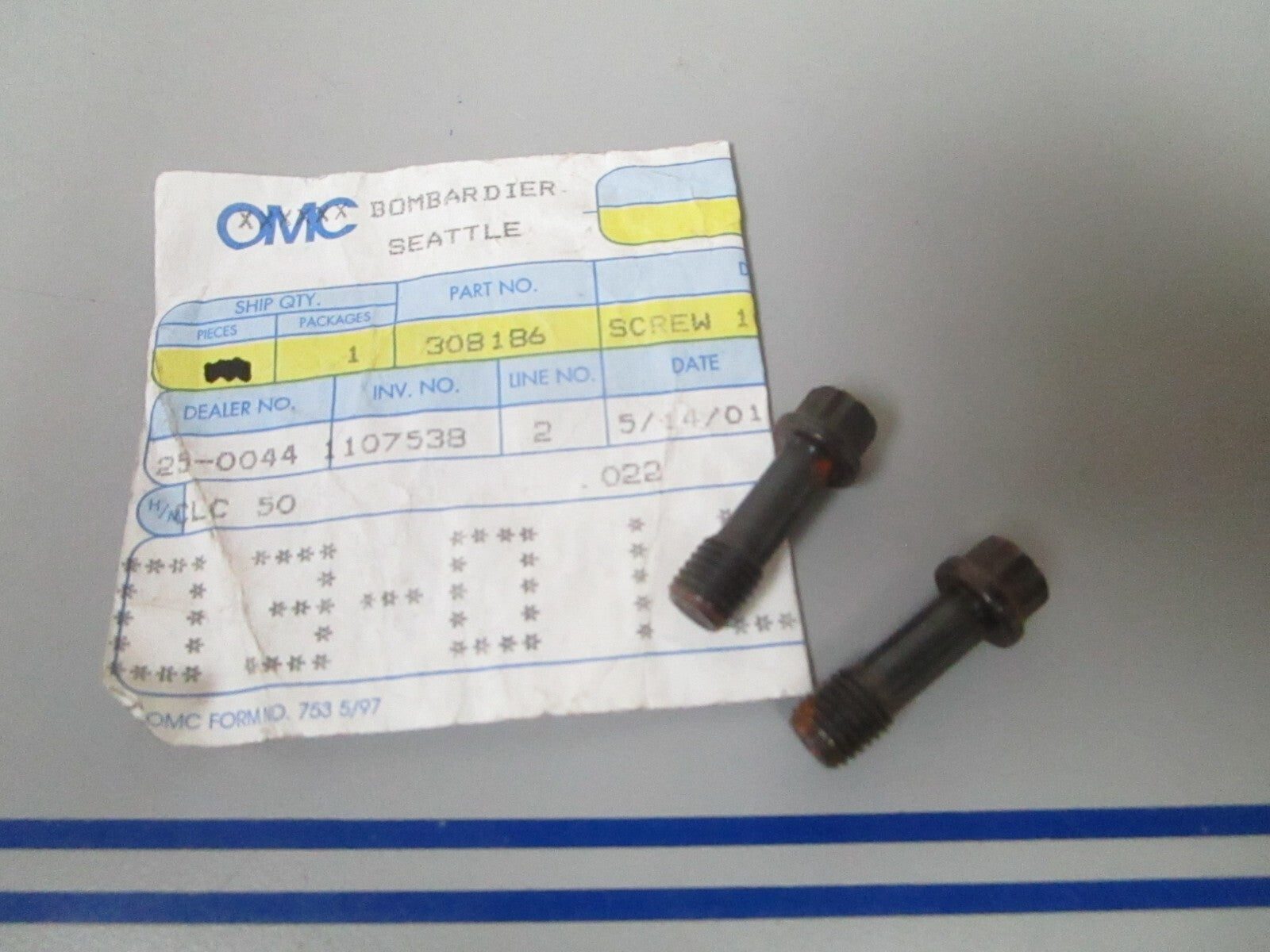 *NEW OEM* (LOT OF 2) 0810 OMC Johnson Evinrude Screw 368186 0368186