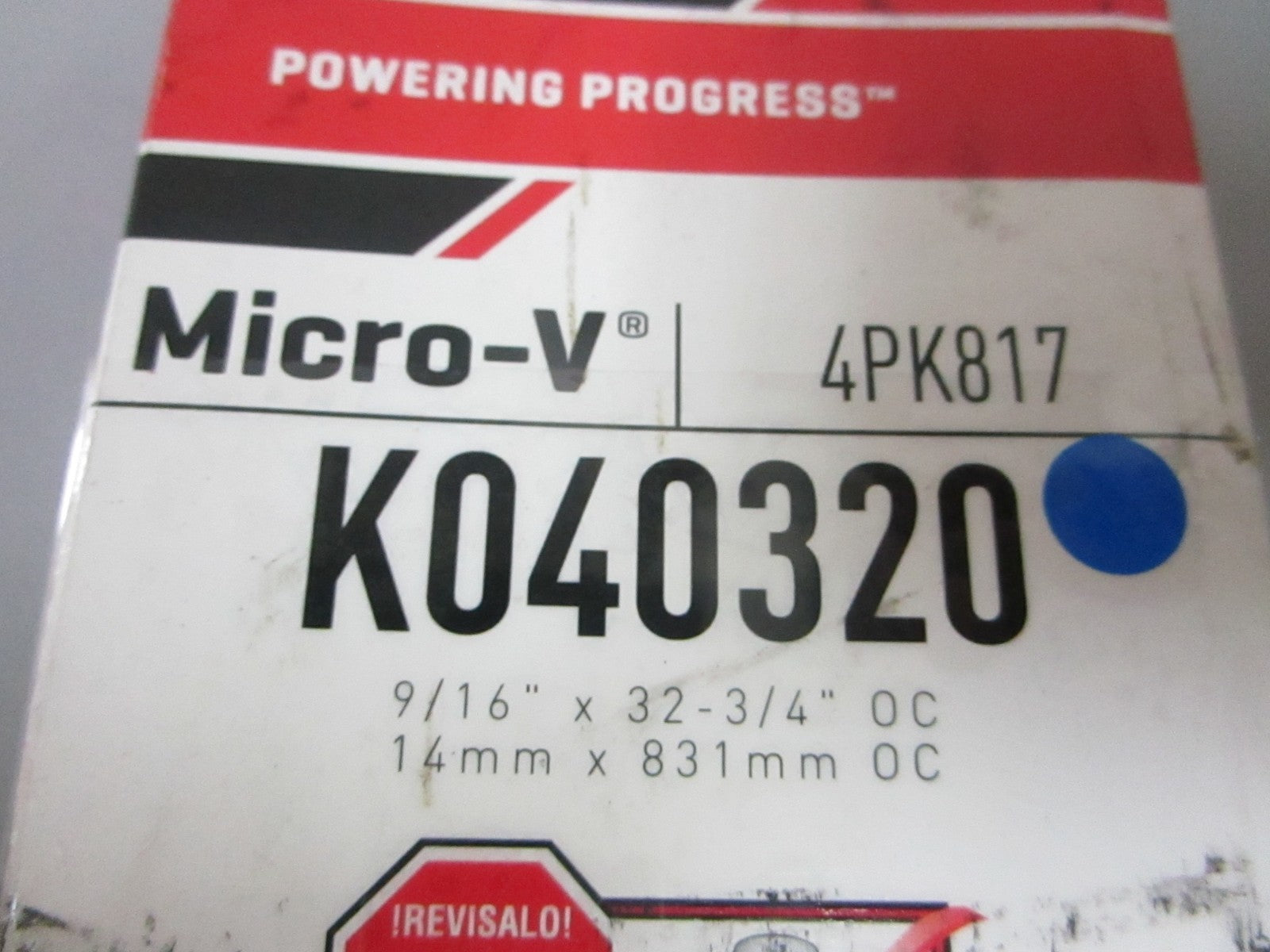 NEW K040320 Gates Micro-V 9/16" x 32 ¾" Serpentine Belt 0720