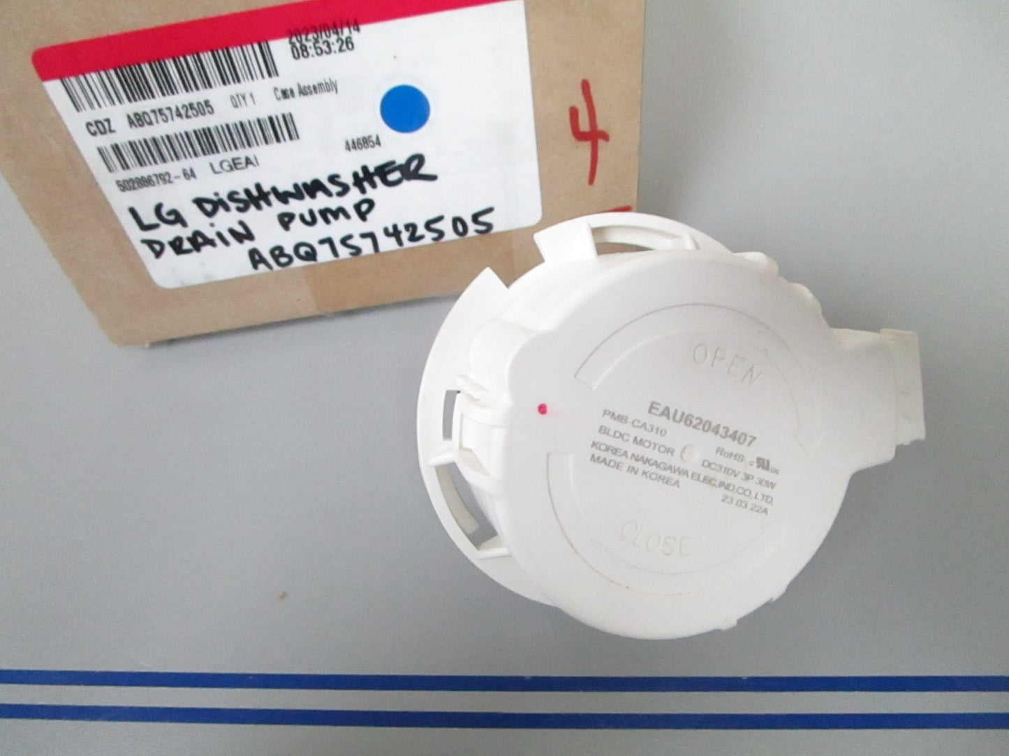 *NEW OEM* 0720 LG Dishwasher Drain Pump ABQ75742505