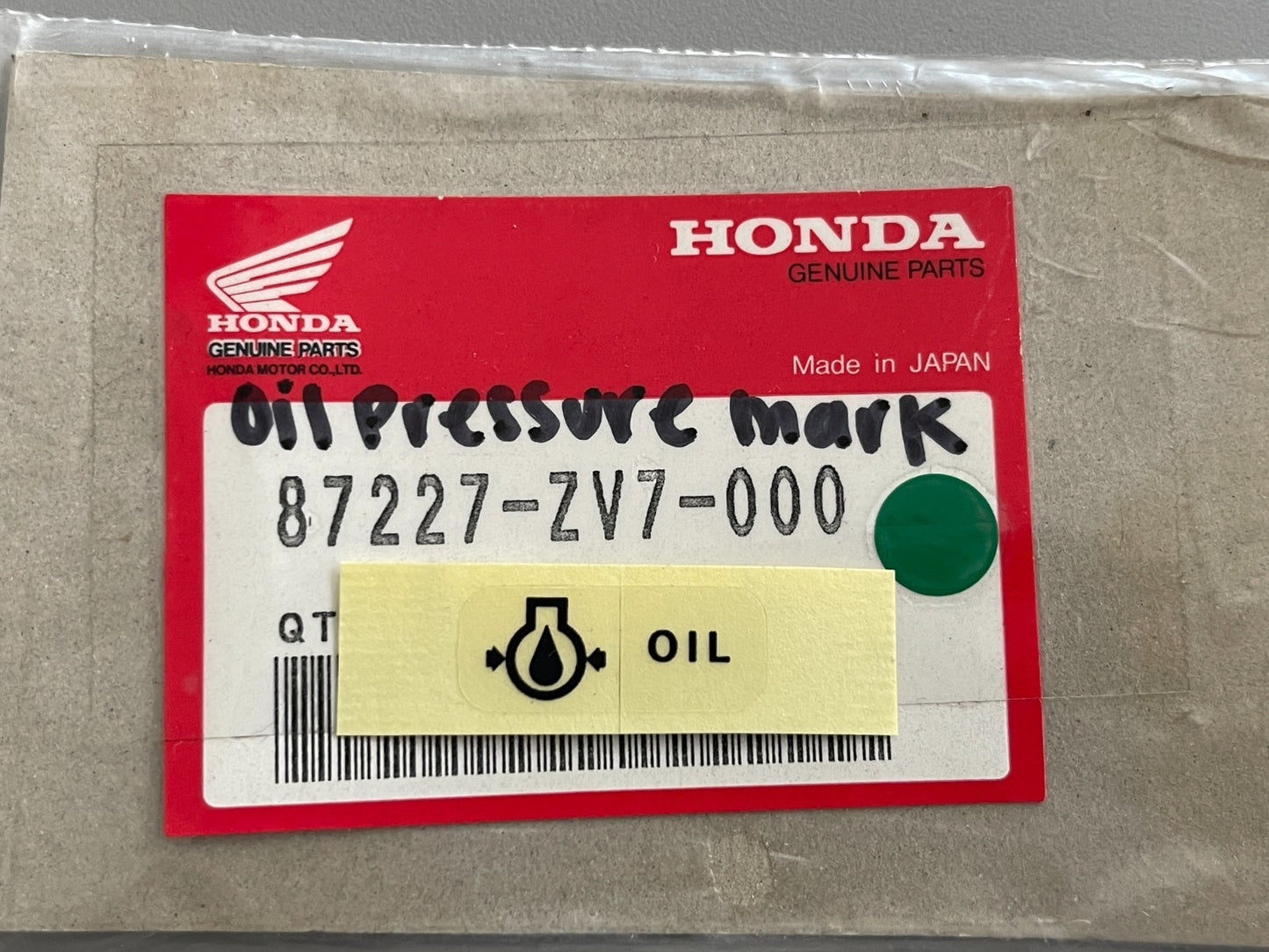 NEW OEM 87227-ZV7-000 Honda Oil Pressure Mark 0810